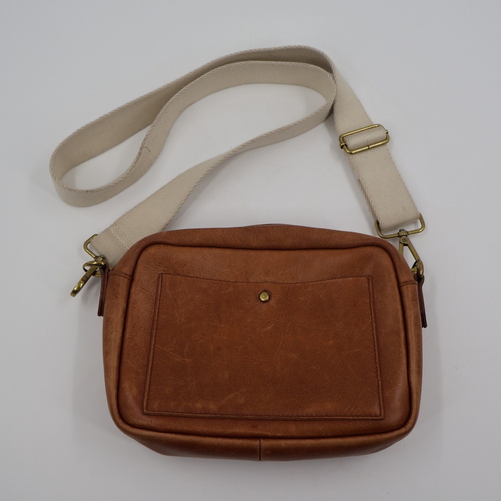 Madewell Camera Bag Womens Medium English Saddle Brown Leather Crossbody Strap